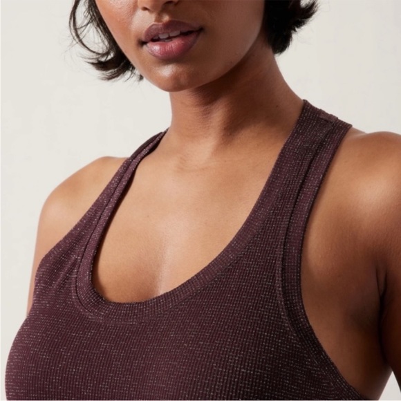 NWT Athleta Momentum Seamless Tank Burgundy Sparkle - Picture 2 of 8